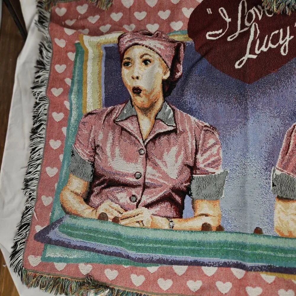 Vintage I Love Lucy Chocolate Factory Woven Throw Blanket USA The Northwest